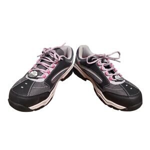 Skechers Work Steel Toe Shoes Womens 9 Black Pink Slip Resistant Safety Sneakers